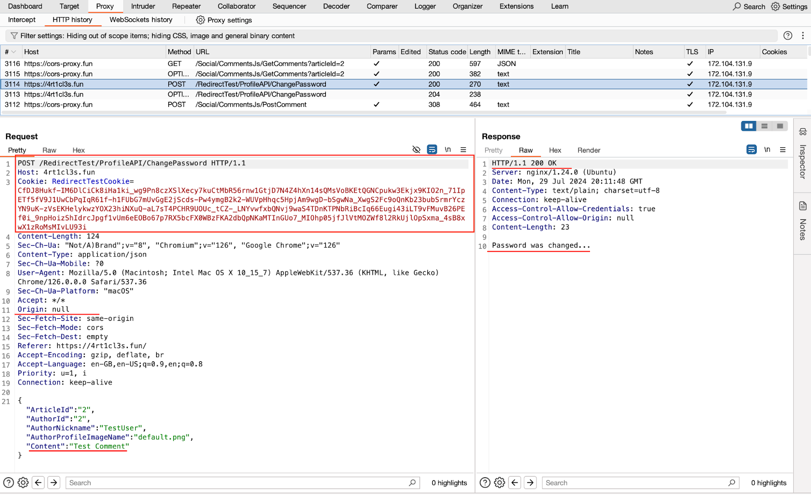 misconfigured CORS policy